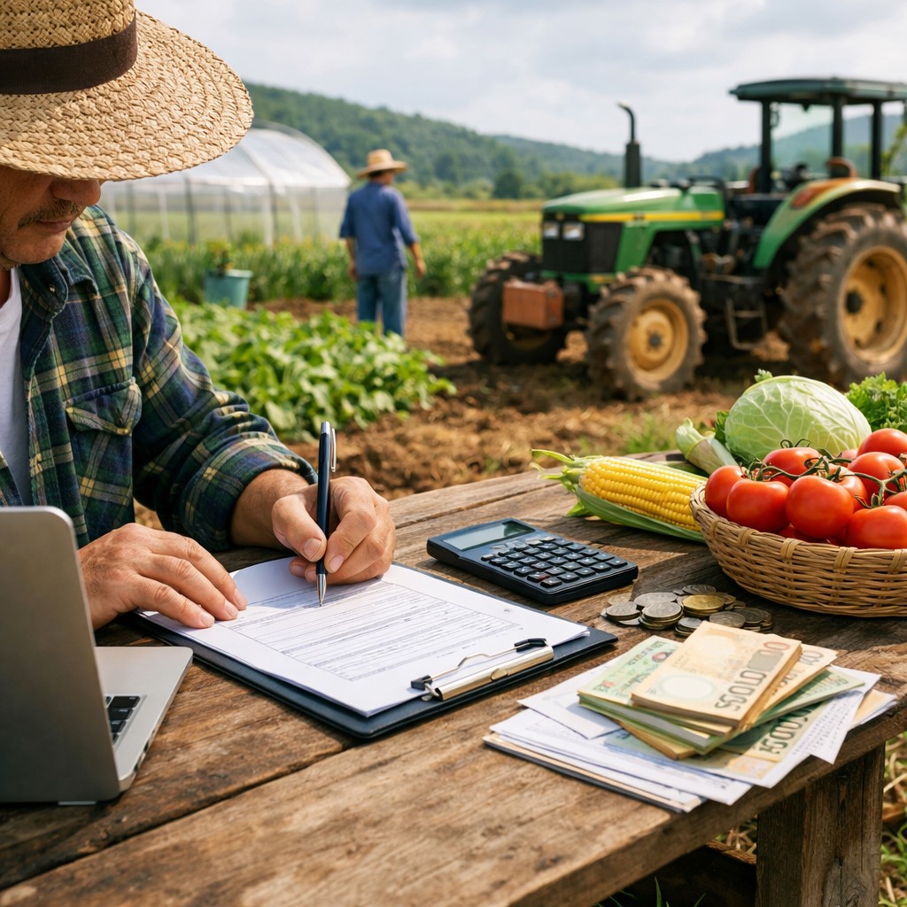 농촌에서 작업하는 농부