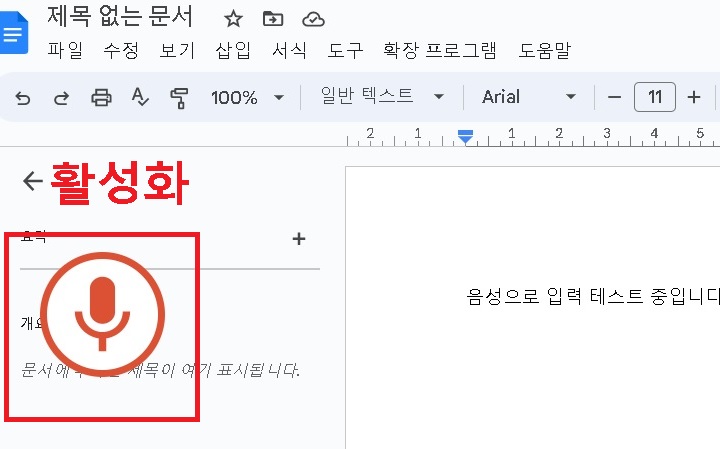 마이크 활성화됨