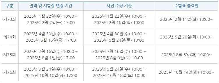 원서수정기간-수험표출력-일정