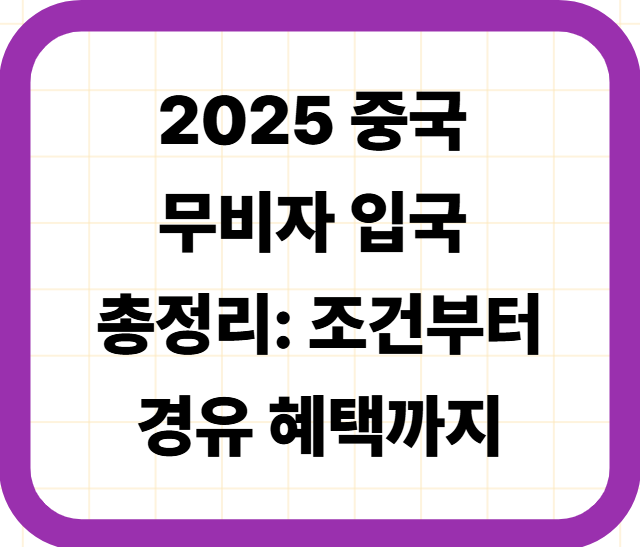 2025 중국 무비자 입국 총정리: 조건부터 경유 혜택까지