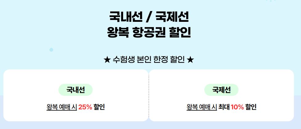 티웨이 수험생 할인율