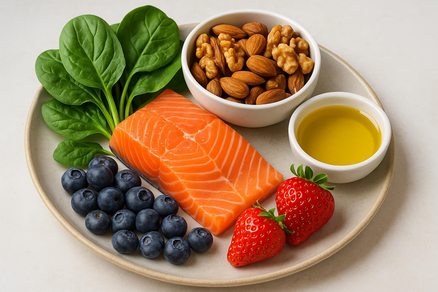 항염증 식단을 위한 건강한 음식이 담긴 사진(출처:자체제작)