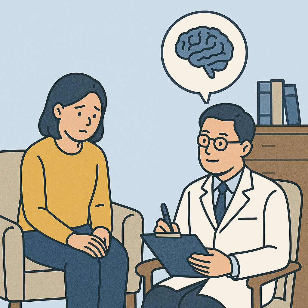 정신과 의사와 상담하는 환자