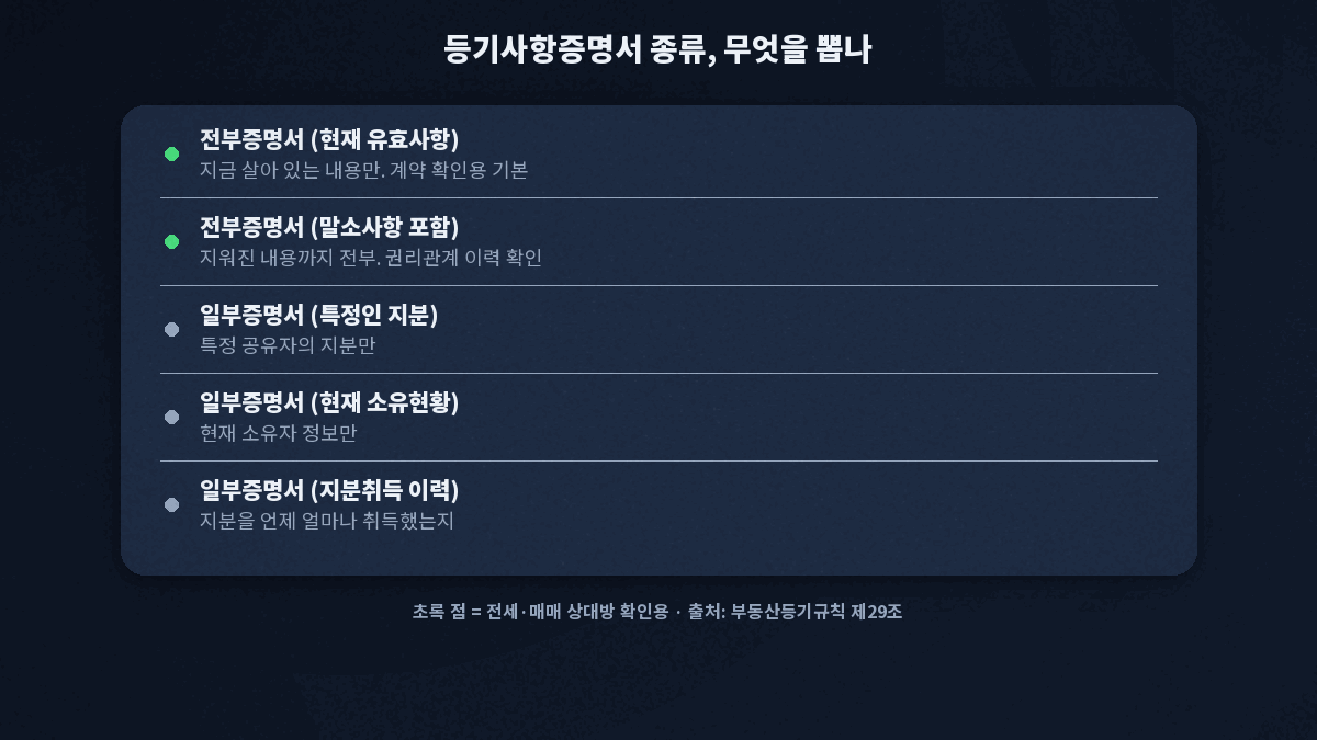 등기사항전부증명서와 일부증명서 여섯 종류와 언제 뽑아야 하는지