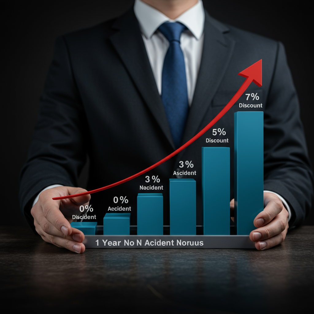 무사고 기간이 길어질수록 보험료 할인율이 증가하는 막대 그래프 이미지