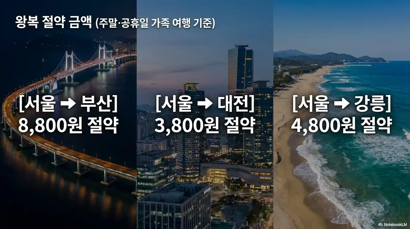 다자녀 고속도로 통행료 할인 적용 시 서울 부산, 서울 대전, 서울 강릉 왕복 절약 금액 예시