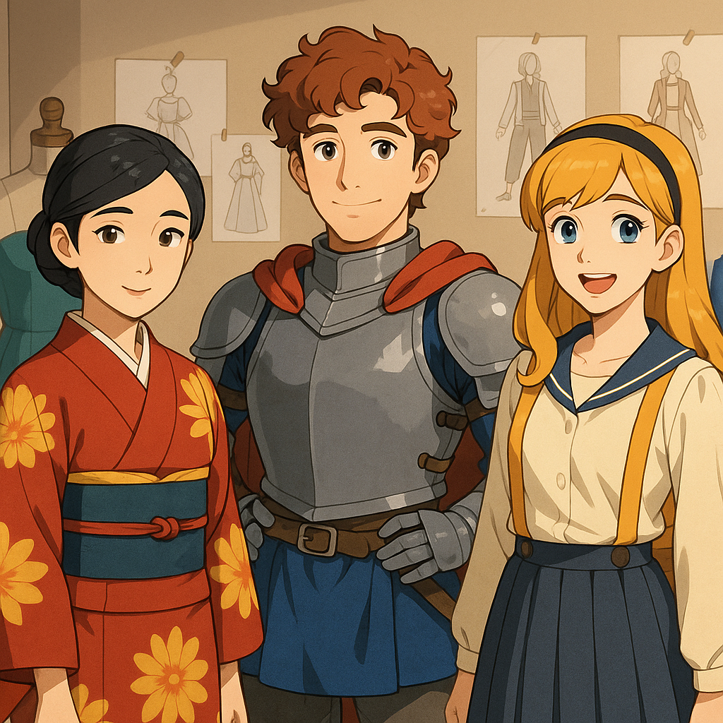 애니메이션 의상 입은 주인공