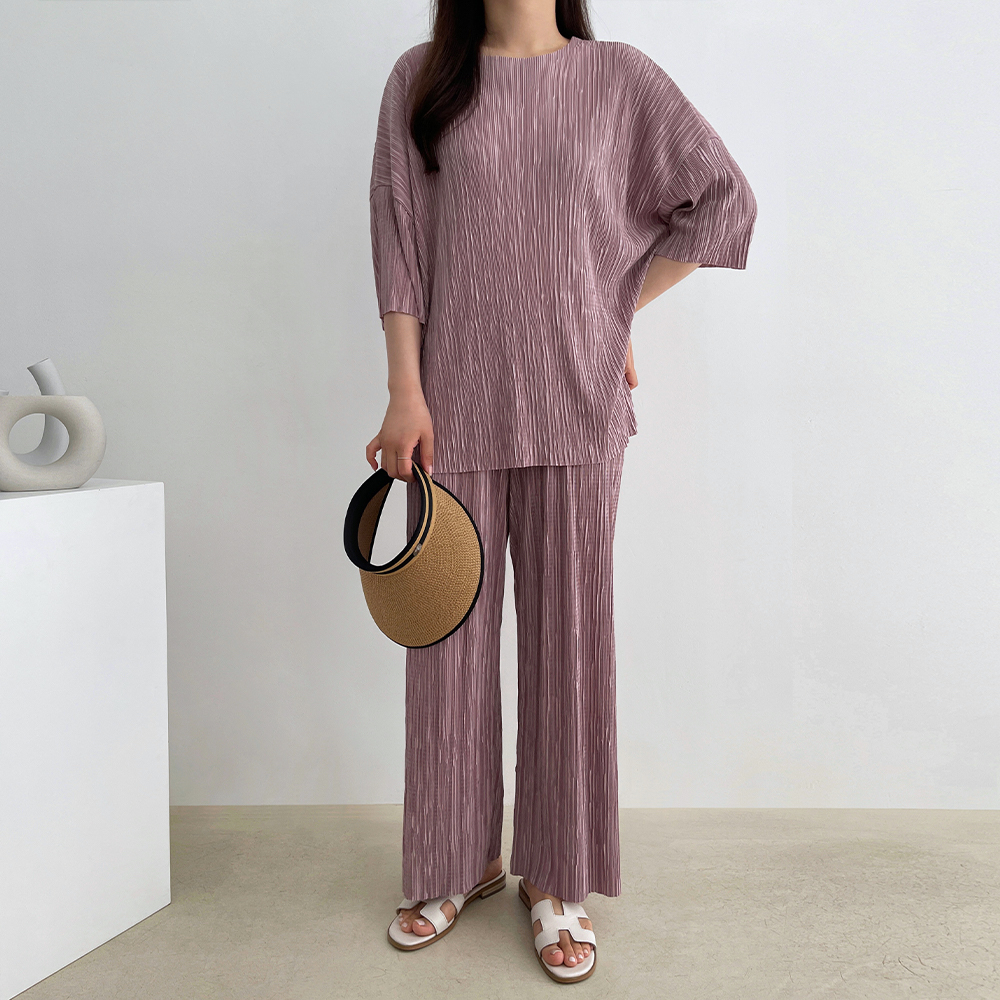 플리츠 세트 빅사이즈 밴딩 스판 여름 투피스 세트