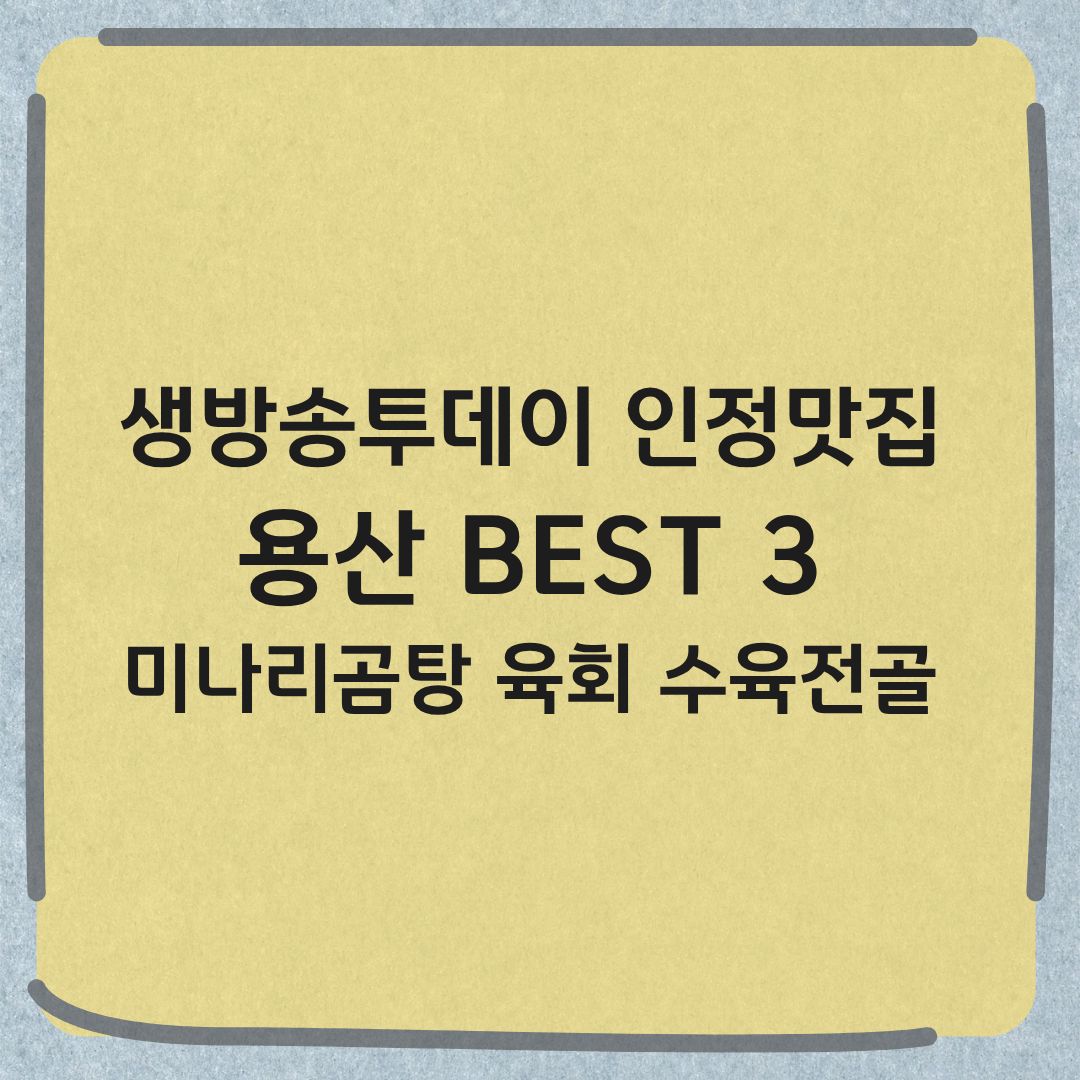 생방송투데이 인정맛집 용산 BEST3 미나리곰탕 수육전골 맛집 위치 정보