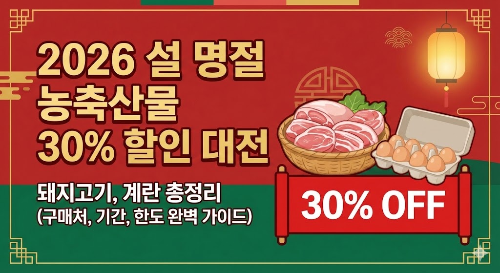 2026 설 명절 농축산물(돼지고기, 계란) 30% 할인 대전 총정리 (구매처, 기간, 한도 완벽 가이드)