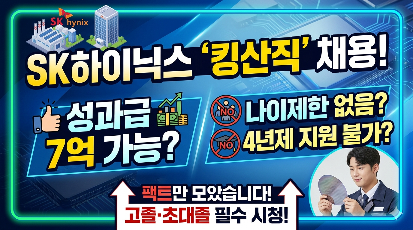 SK하이닉스 킹산직 채용 공고 떴다 &mdash; 고졸&middot;초대졸 성과급 7억 가능한 그 자리나이제한 없음 4년제는 지원 불가 팩트만 모았습니다!