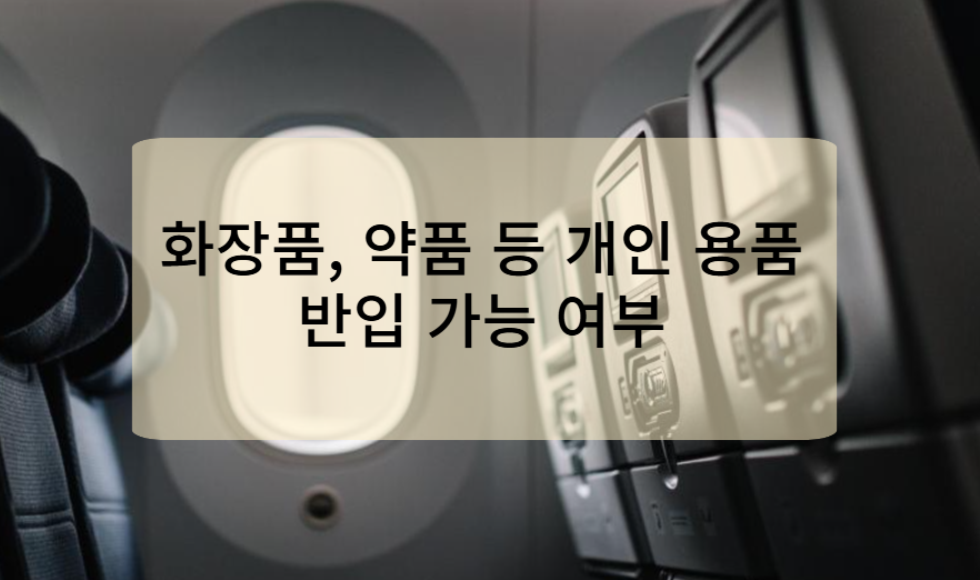 화장품, 약품 등 개인 용품 반입 가능 여부