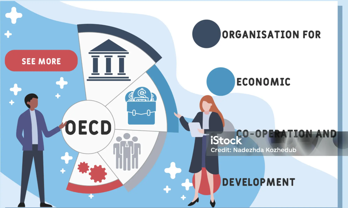 . OECD - Organisation for Economic Co operation and Development acronym. business concept. illustration for website banne