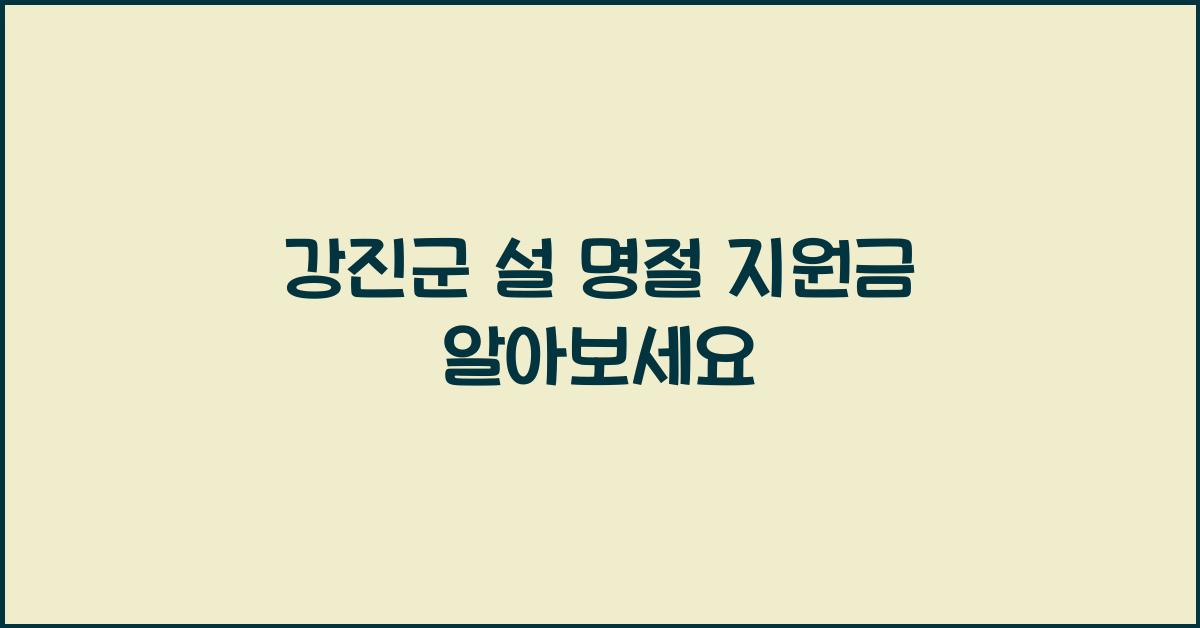 강진군 설 명절 지원금