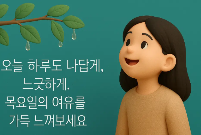 기본-목요일-인사말-나뭇잎-여자