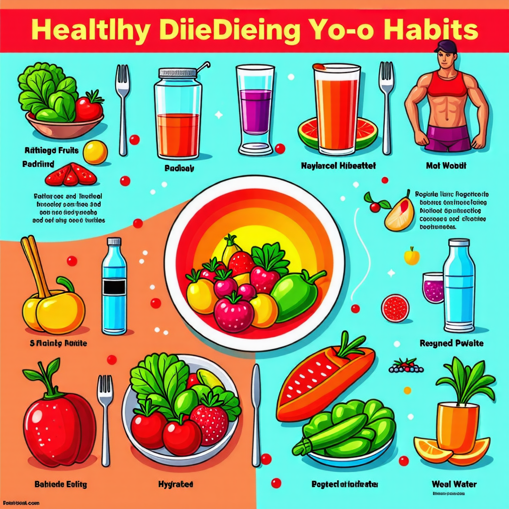 요요 없이 유지하는 건강한 다이어트 습관 7가지 표현한 이미지