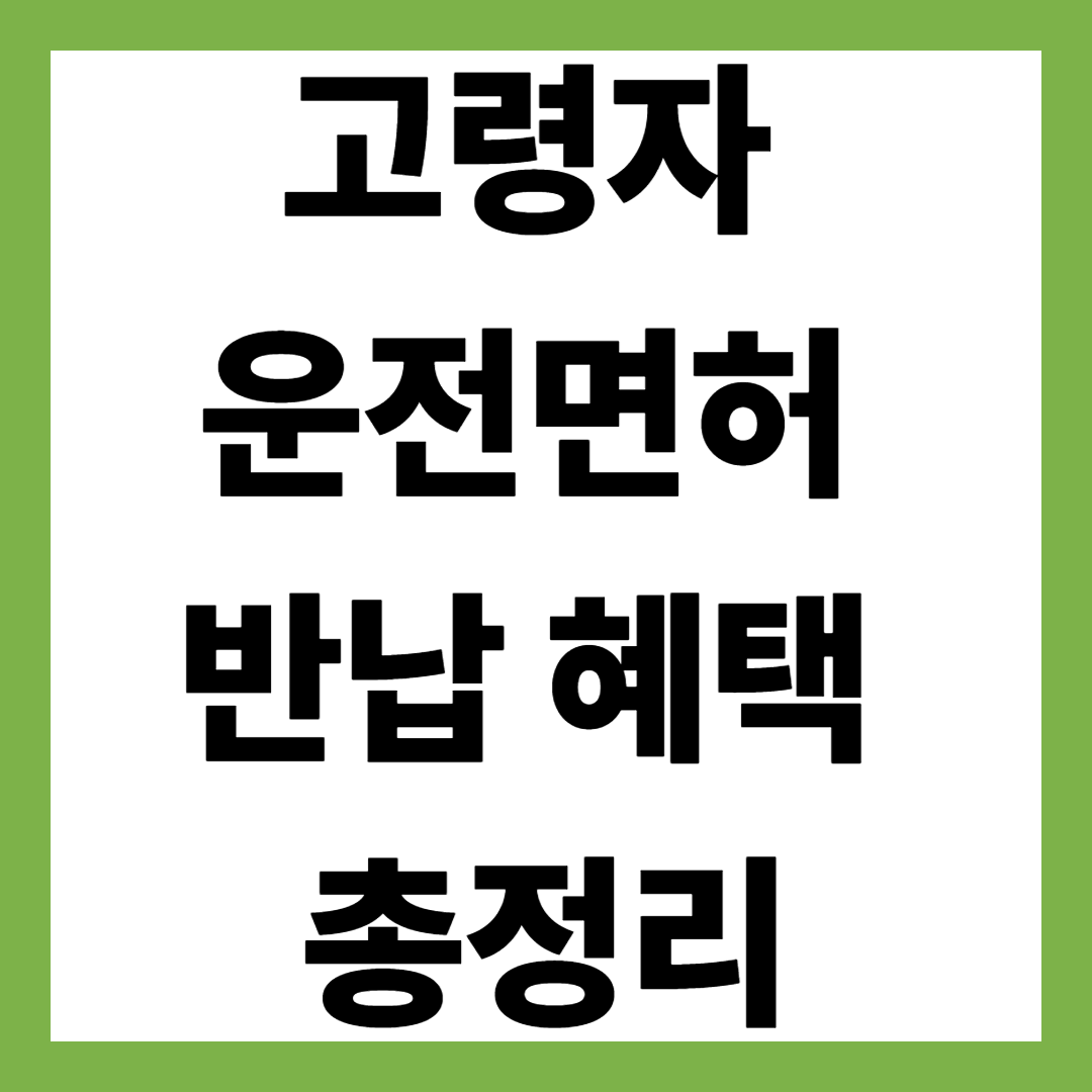 고령자 운전면허 반납 혜택 총정리, 지금 확인 안 하면 손해입니다