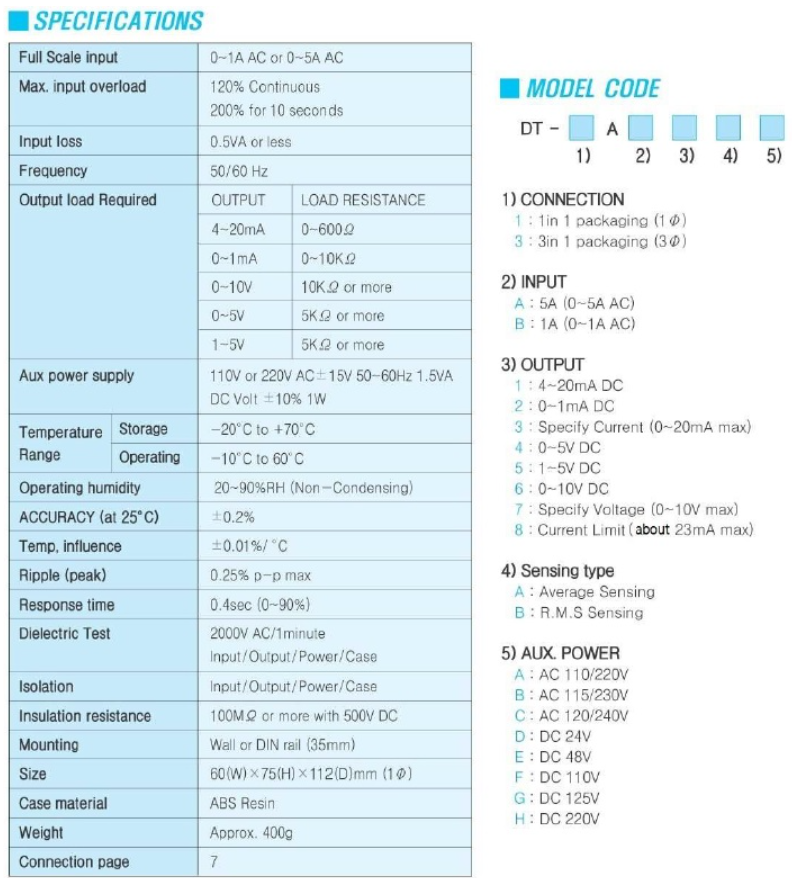 Power Tansducer 사양