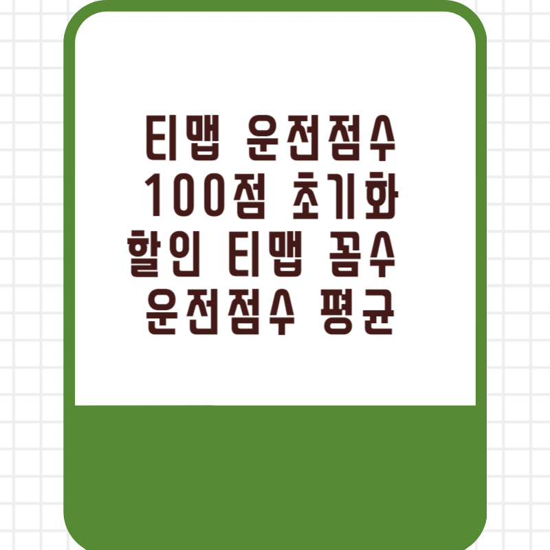 티맵 운전점수 100점 초기화 할인 티맵 꼼수 운전점수 평균