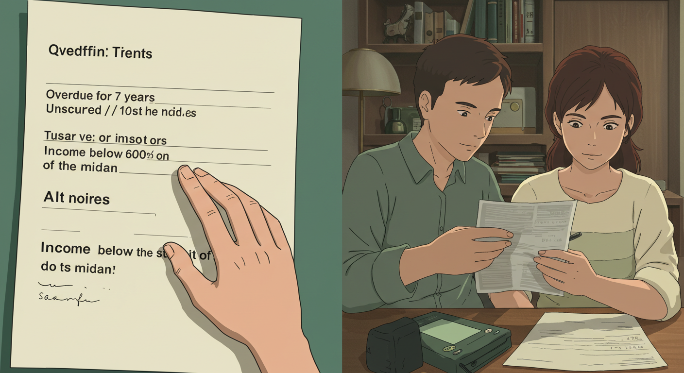 자격 조건 문서를 확인하는 사람과 조건 항목이 나뉘어 보이는 장면