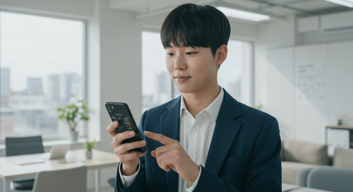 한국인이 스마트폰으로 해외 주식 계좌를 개설하는 장면 3