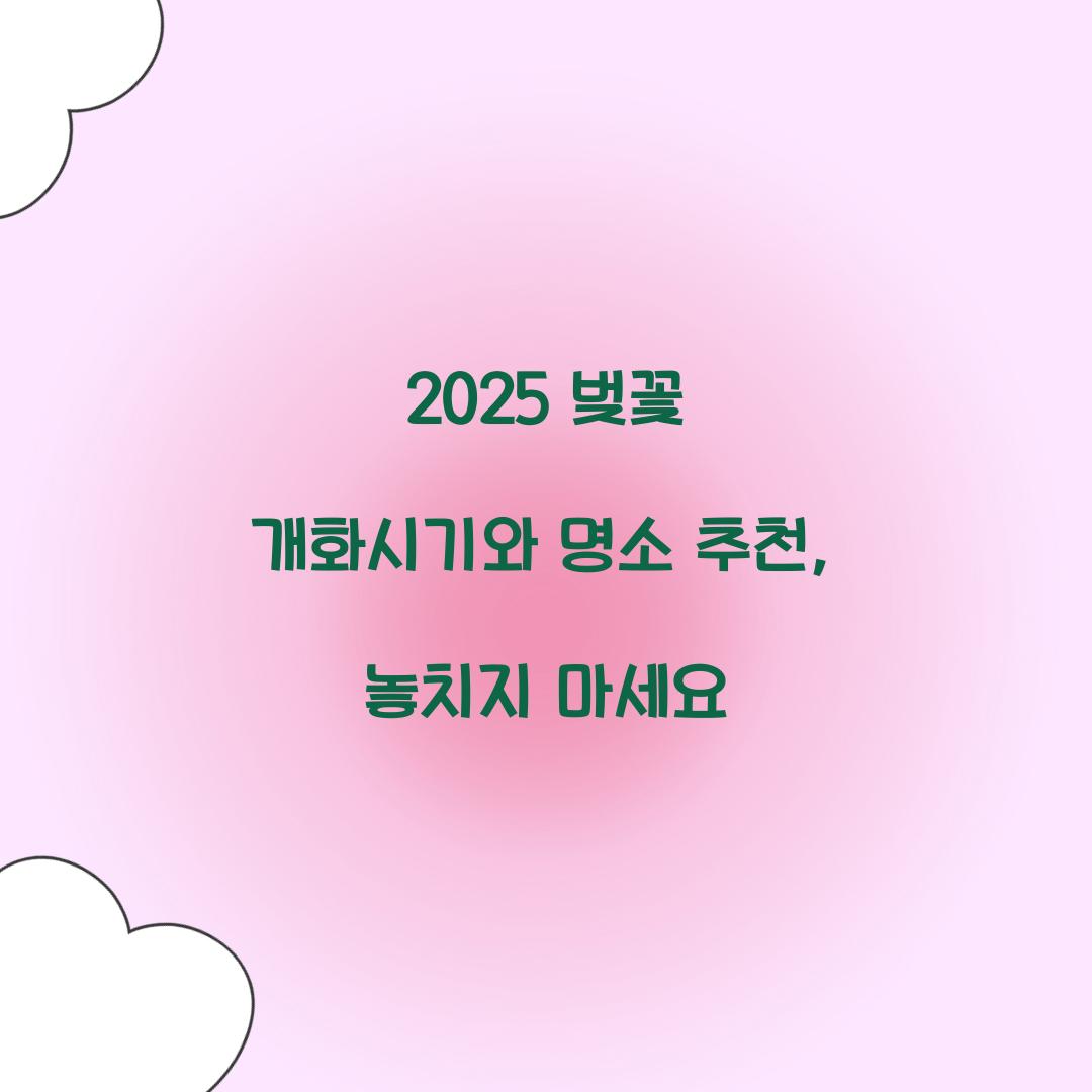벚꽃 개화시기 2025