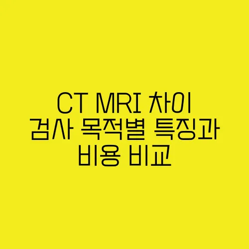 CT MRI 차이 검사 목적별 특징과 비용 비교