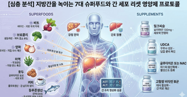 지방간을 녹이는 7대 슈퍼푸드와 간 세포 리셋 영양제 프로토콜