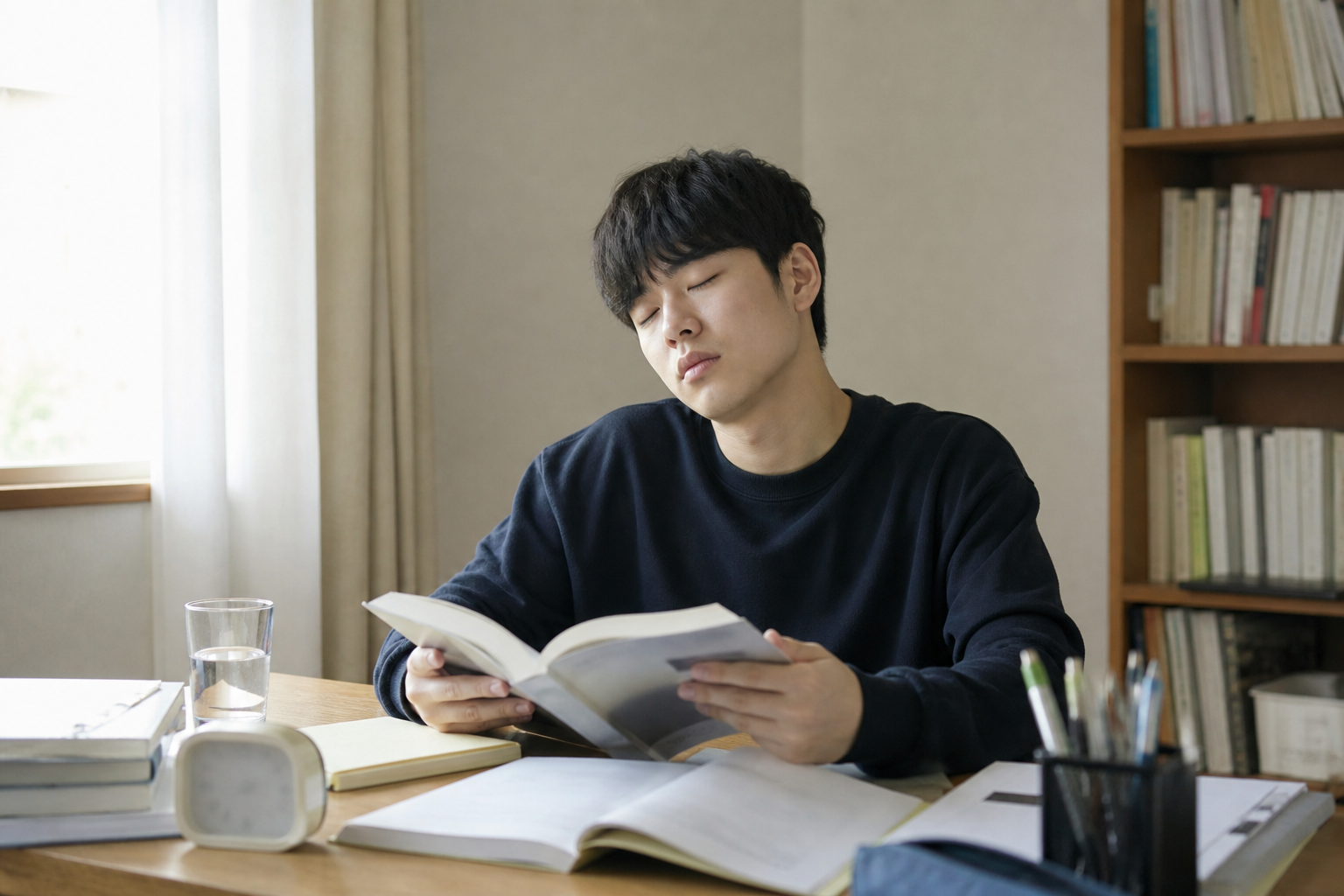 수면 부족으로 집중이 흐려진 아침