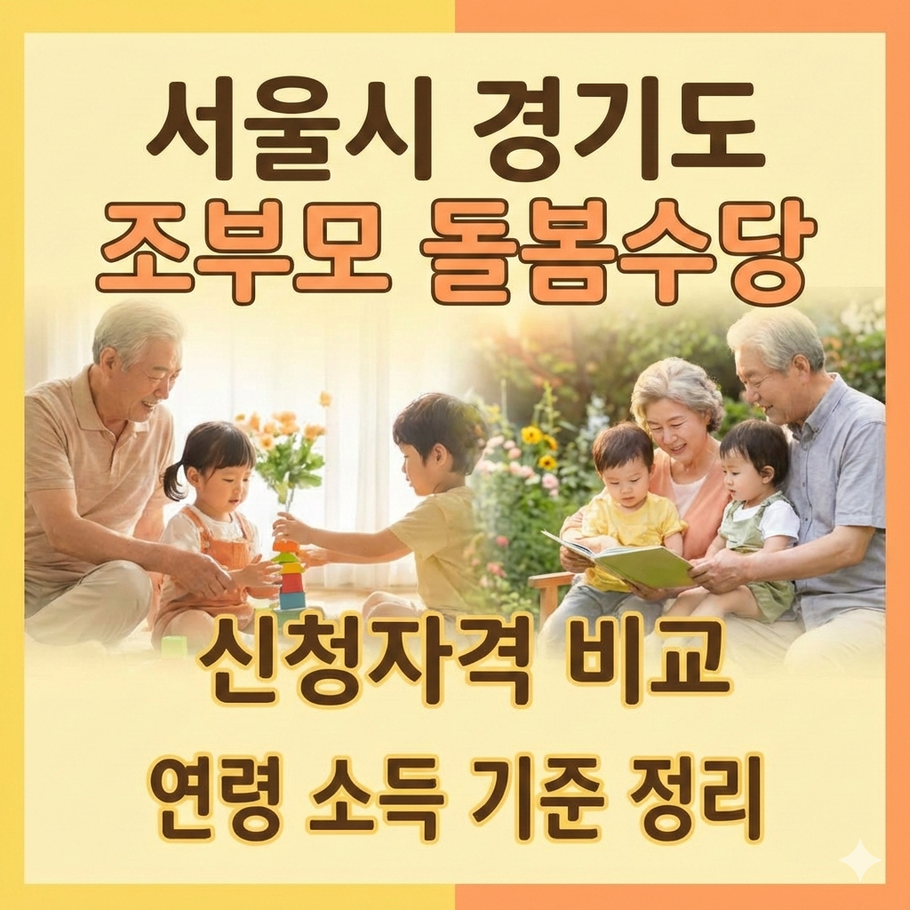 서울시 경기도 조부모 돌봄수당 신청자격 비교 연령 소득 기준 정리