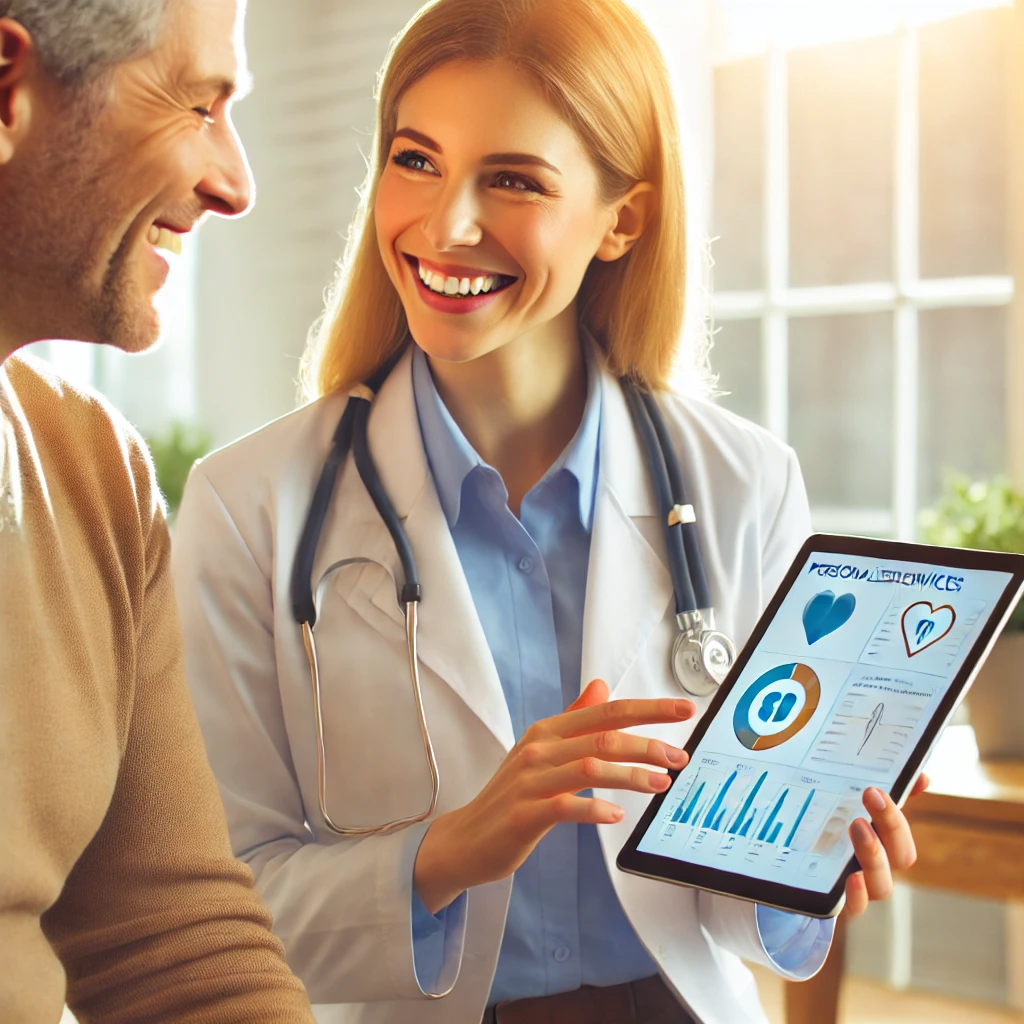 의사와 환자가 건강에 대해 상담하고 있습니다.