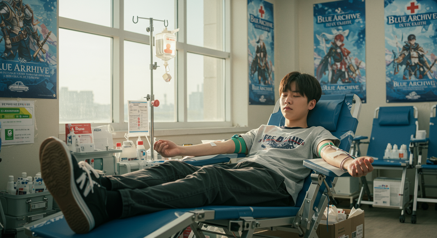 블루아카이브 헌혈 선착순 5,000명, 리무버블 스티커 3종 무료 증정