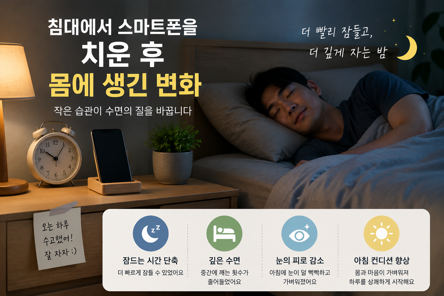 침대에서 스마트폰 치우기