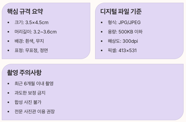 여권 사진 규격 총정리 포인트 요약 정리