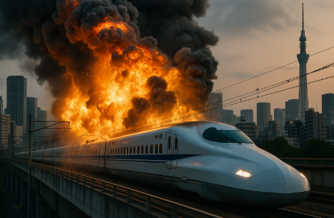 신칸센 폭발하는 이미지