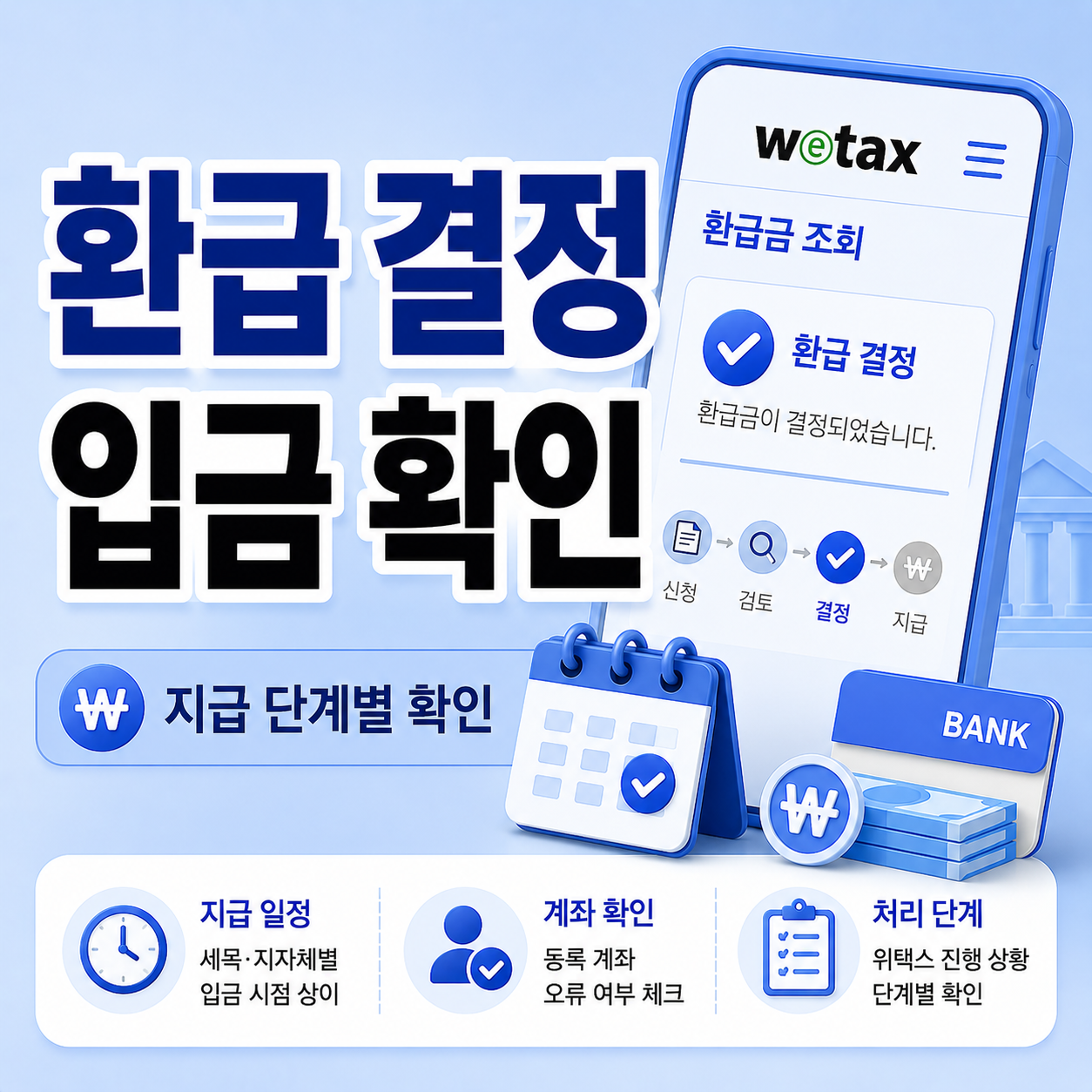 위택스 지방세 환급 결정 상태 화면과 입금 지연 확인 안내