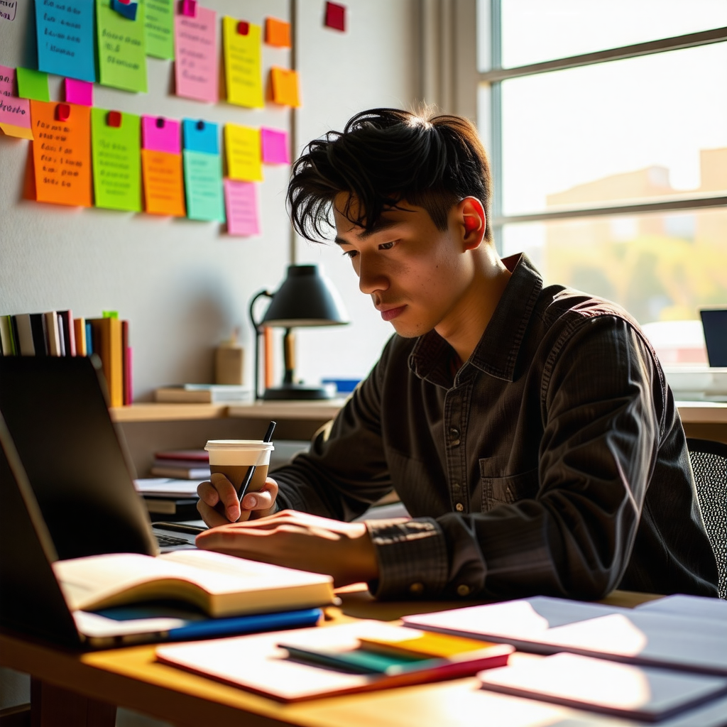 열심히 공부하는 학생