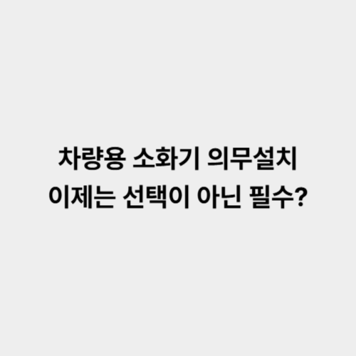 차량용 소화기 의무설치, 선택 아닌 필수?