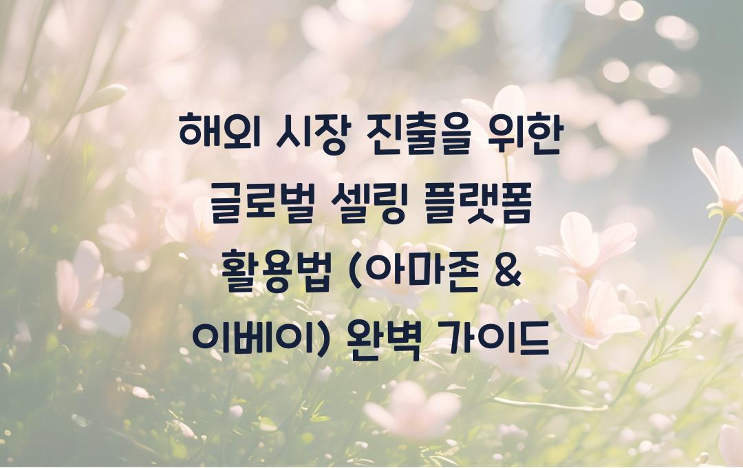 해외 시장 진출을 위한 글로벌 셀링 플랫폼 활용법 (아마존 & 이베이)