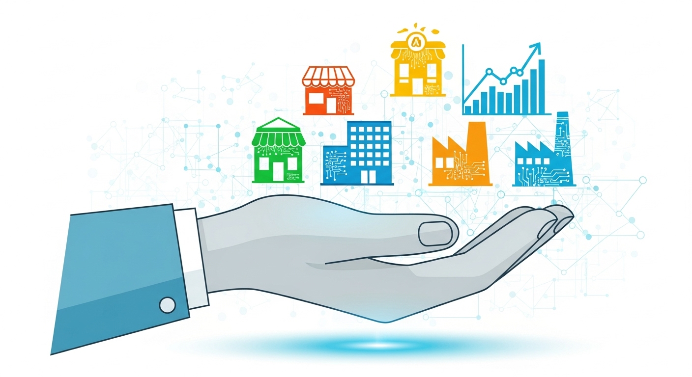 정부의 지원을 받아 성장하는 AI 중소기업 및 스타트업을 상징하는 이미지.