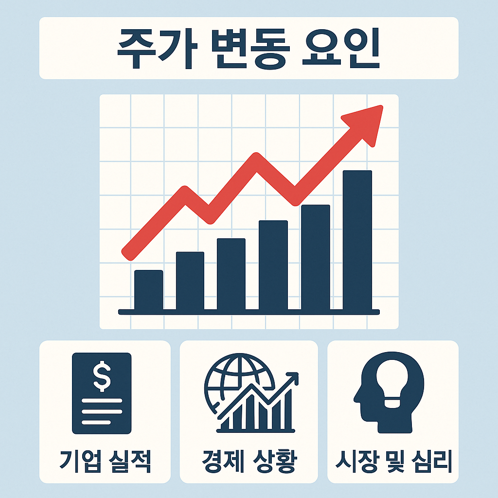 주가 변동 요인을 픽토그램으로 나타낸 이미지