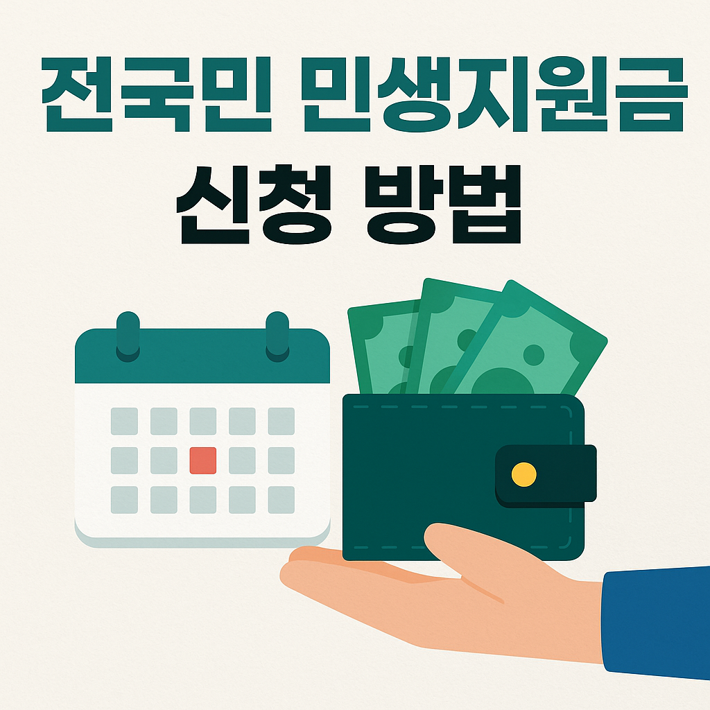2025년 전국민 민생지원금 신청 방법 안내 썸네일 – 정부지원금, 소비쿠폰, 신청 링크 안내가 포함된 한국어 인포그래픽 디자인
