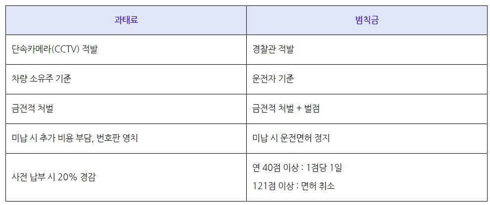 과태료와 범칙금의 차이점
