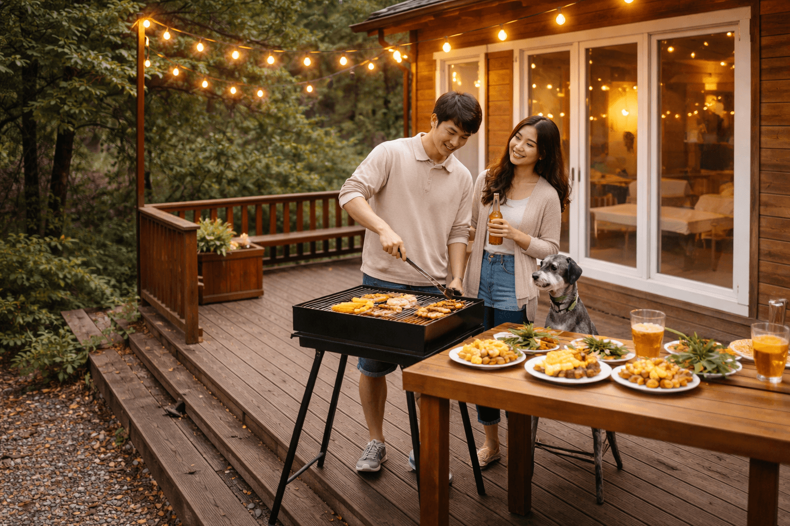 펜션에서 바베큐파티