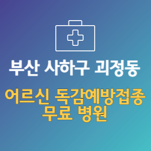 부산 사하구 괴정동 노인 독감예방접종 무료 병원 (인플루엔자 무료 접종 대상 날짜)