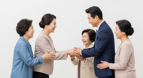 인사를 나누며 건강을 기원하는 모습