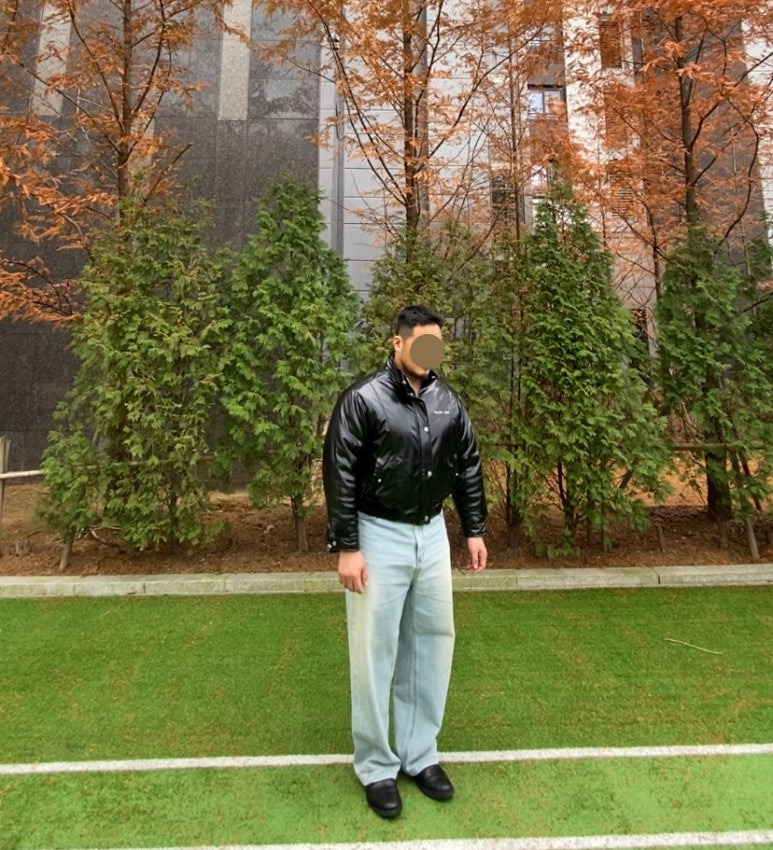 데일리룩('25. 11. 29.)마뗑킴 matinkim 하이그로시 패딩 점퍼 유광숏패딩 유광점퍼, 에러스익셉티드 연청 와이드 데님팬츠, 폴로 폴로랄프로렌 탈란 레더 남자 첼시부츠