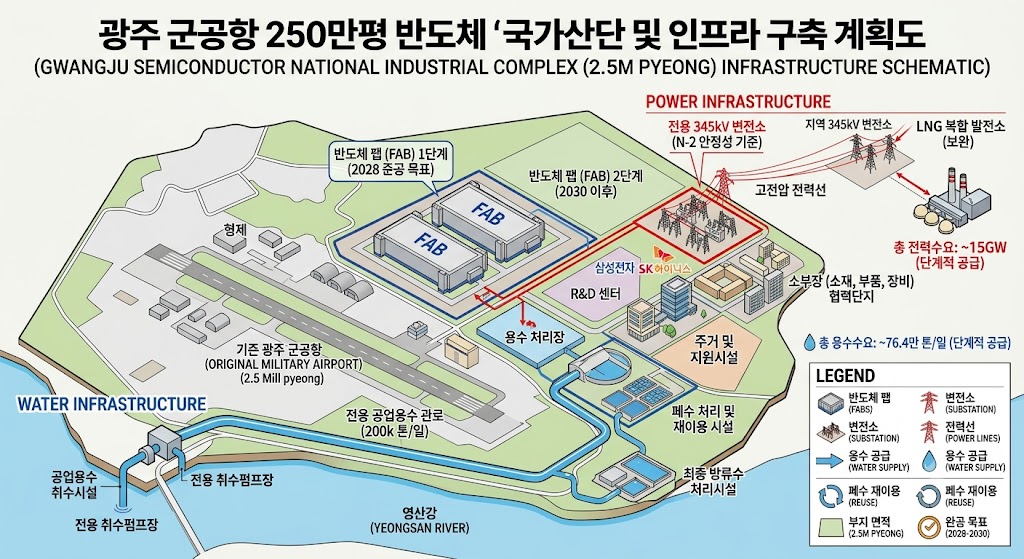 광주 군공항 250만평 반도체 국가산단과 전력 용수 인프라 계획