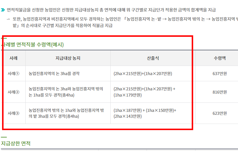 농업 직불금 신청자격