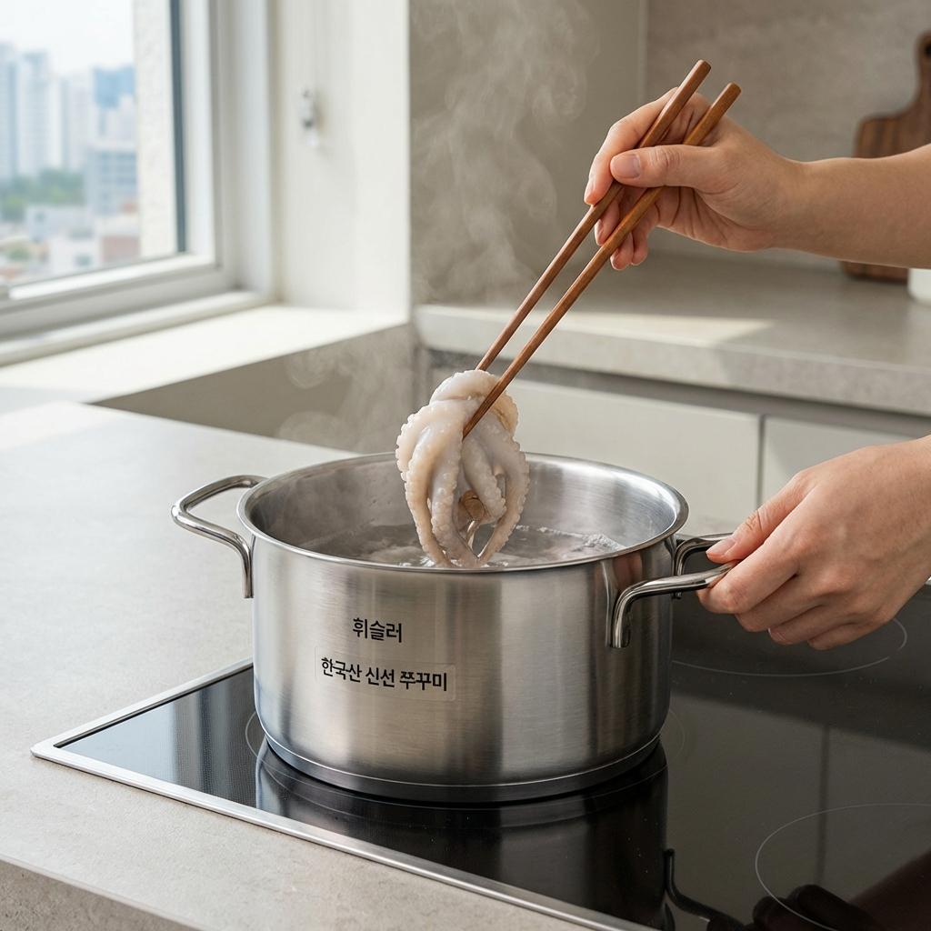 질기지 않게 주꾸미 데치는 시간 황금 타이밍